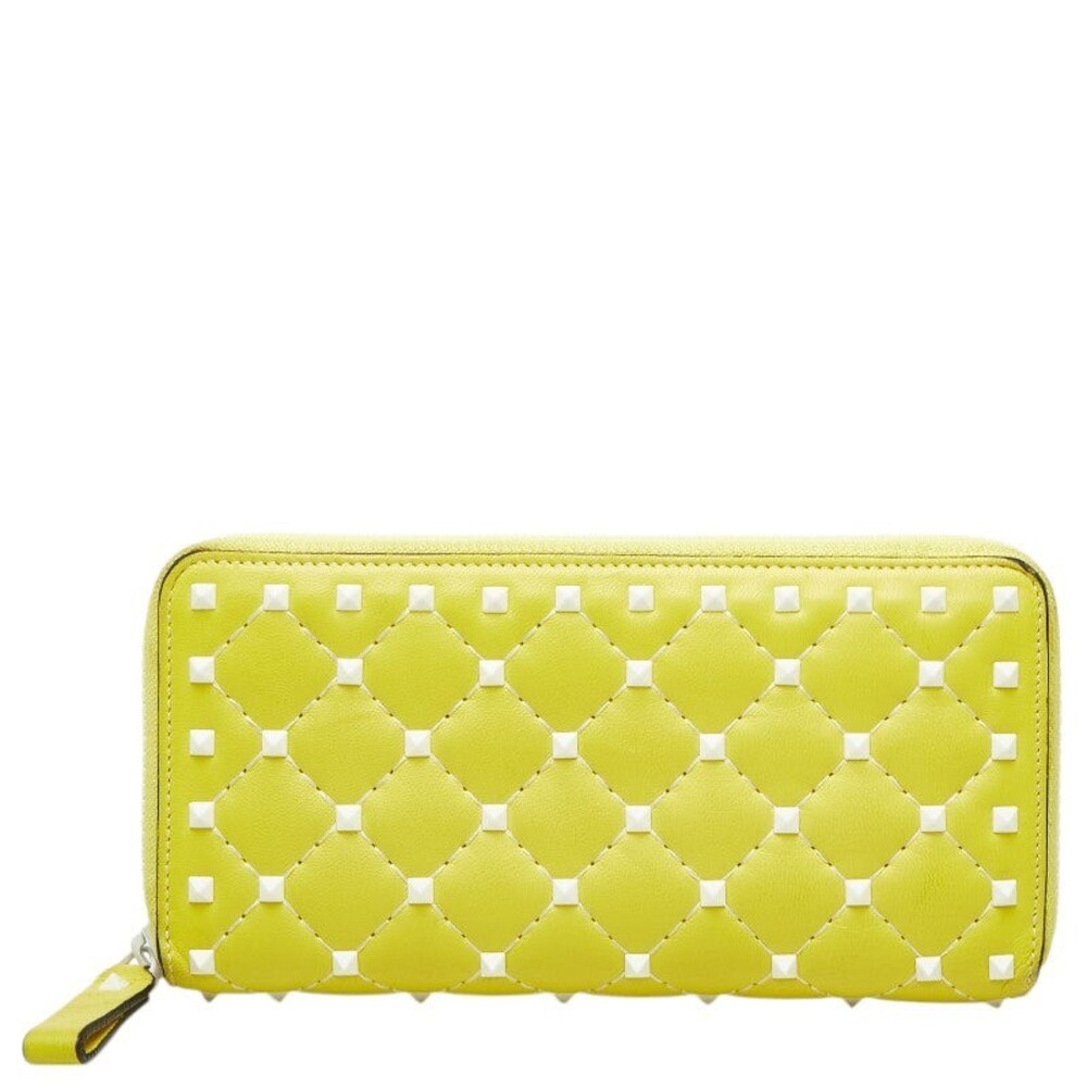 Valentino Garavani Rockstud Zip Around Wallet Yellow